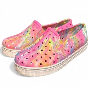 Place girls Pink Multicolor slip on foam composite tie dye shoes big girls 3